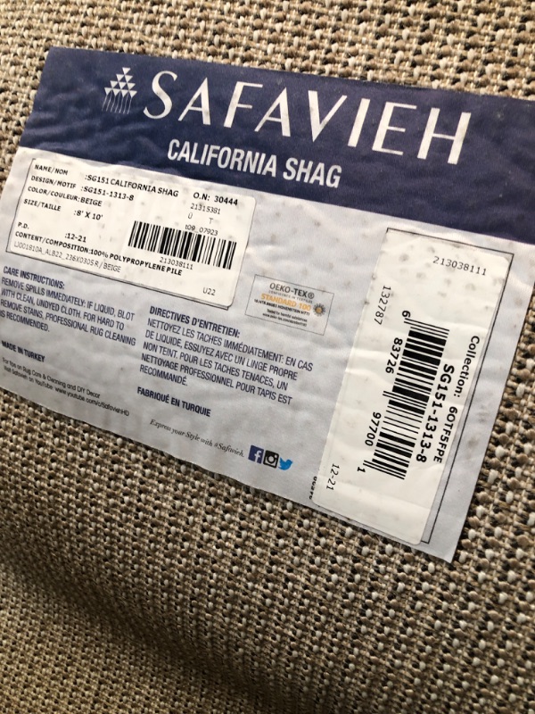 Photo 2 of *used* SAFAVIEH California Premium Shag Collection 8' x 10' Beige RUG