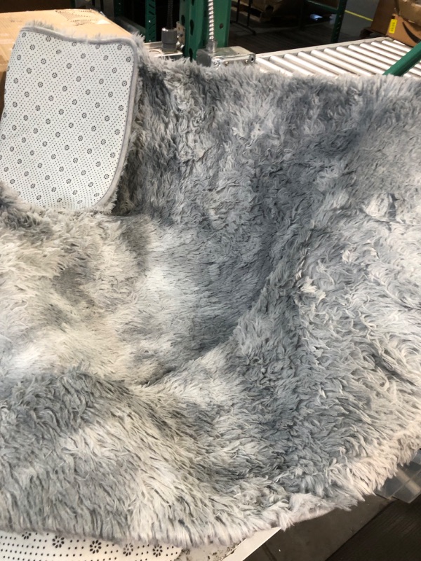 Photo 3 of Decorway Shag Area Rugs, 6x9 Feet, Tie-Dye Grey Non-Slip Ultra Soft Plush Nursery Area Rug, Luxury Modern Indoor Faux Fur Shaggy Carpet for Living Room Home Decor 6x9 Feet Grey