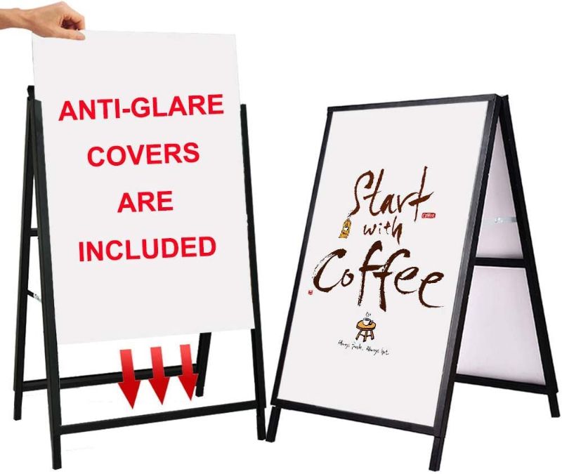 Photo 1 of YDisplay A Frame Sign Heavy Duty Sidewalk Sign for Poster Board 24x 36 inches Black 2PACK