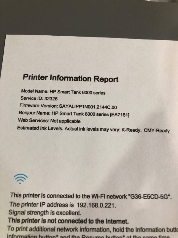 Photo 3 of **MISSING INK AND HAS INK ALL OVER IT**
HP Smart -Tank 6001 Wireless All-in-One Cartridge-free Ink Printer (2H0B9A)