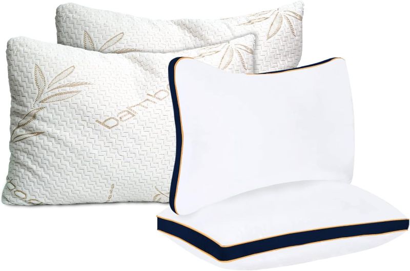 Photo 1 of 
Sleepsia Bamboo Pillow with Hotel Pillows Combo (2 Pack Queen Size - 28" x 20") -