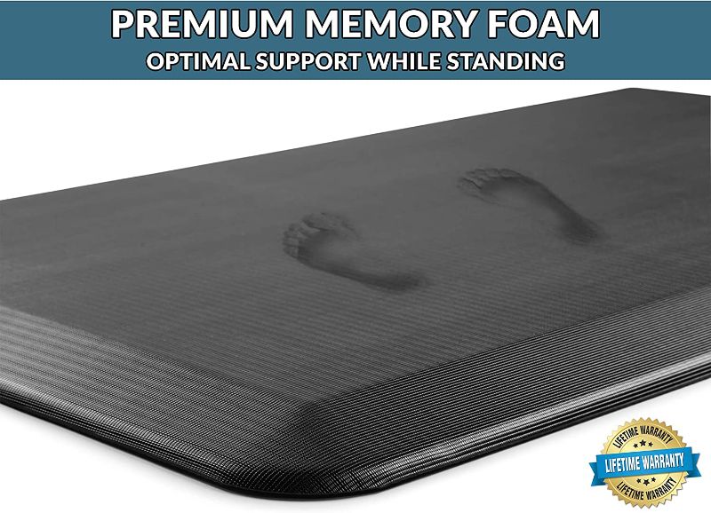 Photo 1 of  Anti Fatigue Floor Mat – 3/4 Inch Thick Perfect Kitchen Mat, Standing Desk Mat 39x20 2pack black