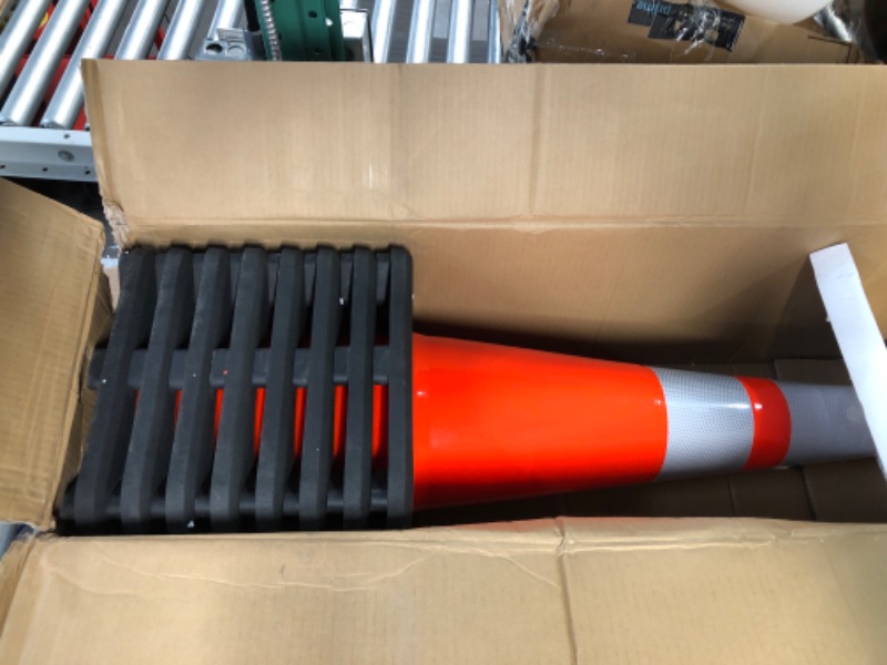 Photo 2 of (8 Cones) BESEA 28” inch Orange PVC Traffic Cones, Black Base Construction Road Parking Cone Structurally Stable Wearproof (28" Height) 01_28"(8 Cones)