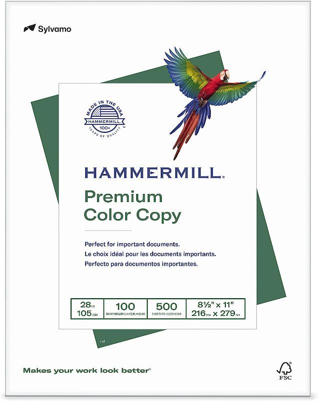 Photo 1 of Hammermill Printer Paper, Premium Color 28 lb Copy Paper, 8.5 x 11 - 1 Ream (500 Sheets) 