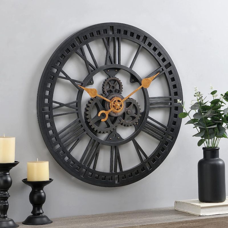 Photo 1 of *FOR PARTS* FirsTime & Co. Bronze Roman Gear Wall Clock, Large Vintage Decor for Living Room, Home Office, Round, Plastic, Farmhouse, 24 Inches