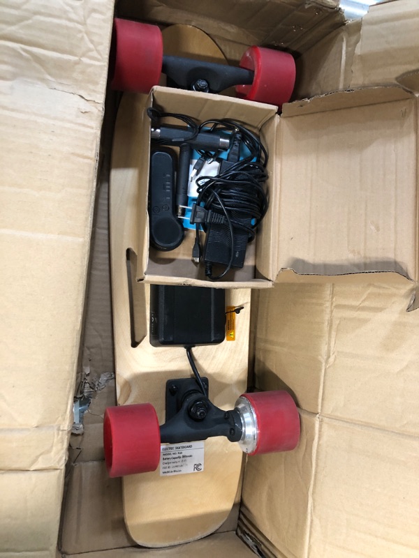 Photo 3 of Caroma Electric Skateboard, 350W Electric Skateboard with Wireless Remote Control for Adult Teens, 12.4MPH Top Speed, 8 Miles Max Range, 3-Speed Adjustment, Load up to 220lbs Red