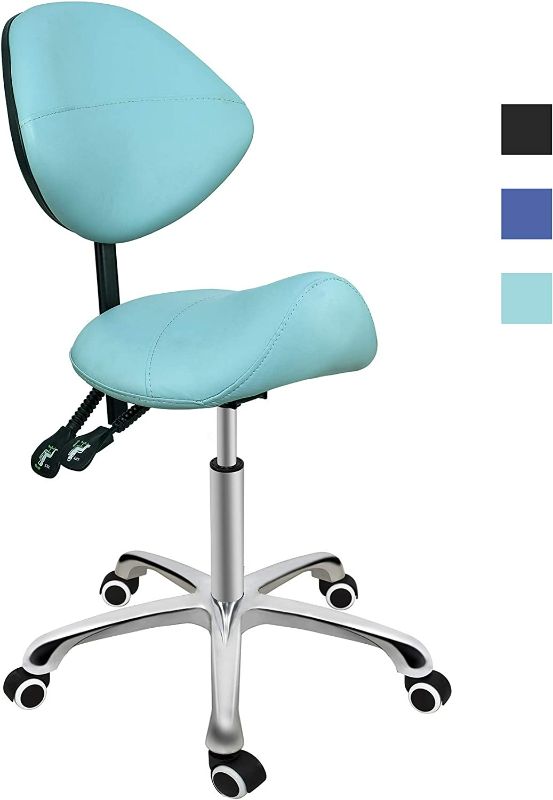 Photo 1 of Grace&Grace Professional Saddle Stool Series Hydraulic Swivel Chair - GREEN