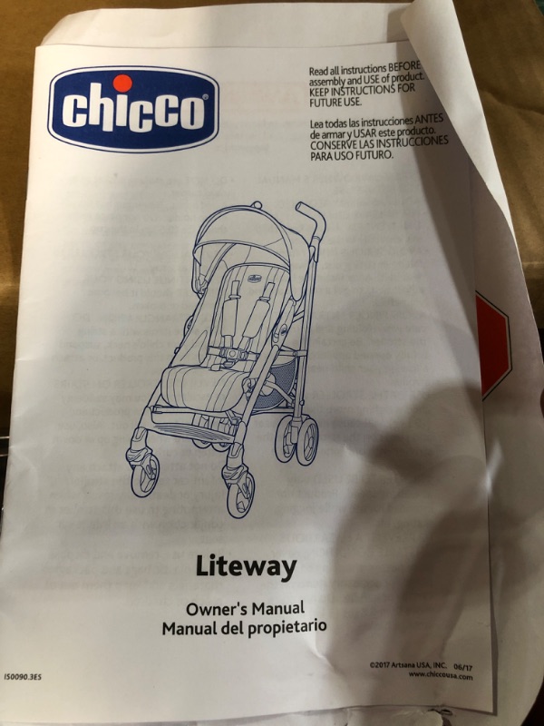 Photo 5 of Chicco Liteway Stroller with Canopy, Lightweight Aluminum Frame up to 40 lbs. | Cosmo/Black/White