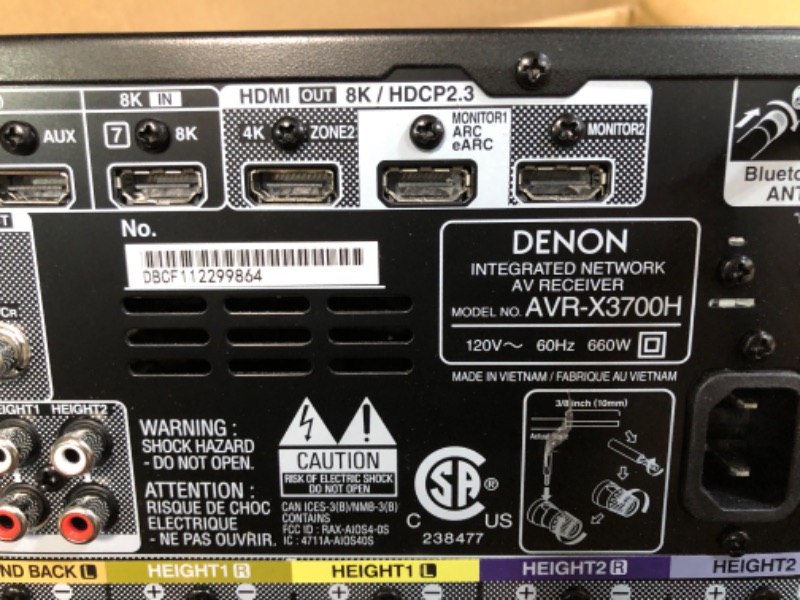 Photo 9 of **PARTS ONLY** SHUTS OFF AFTER A FEW SECONDS****
Denon AVR-X3700H 8K Ultra HD 9.2 Channel (105Watt X 9) AV Receiver 2020 Model (Discontinued by Manufacturer)