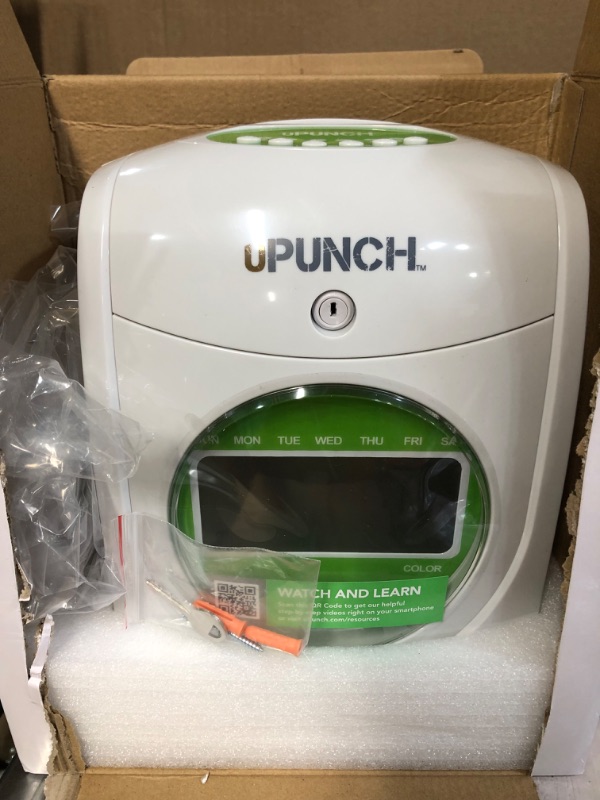 Photo 8 of uPunch HN1500 Electronic Non-Calculating Time Clock Bundle, Beige/Green