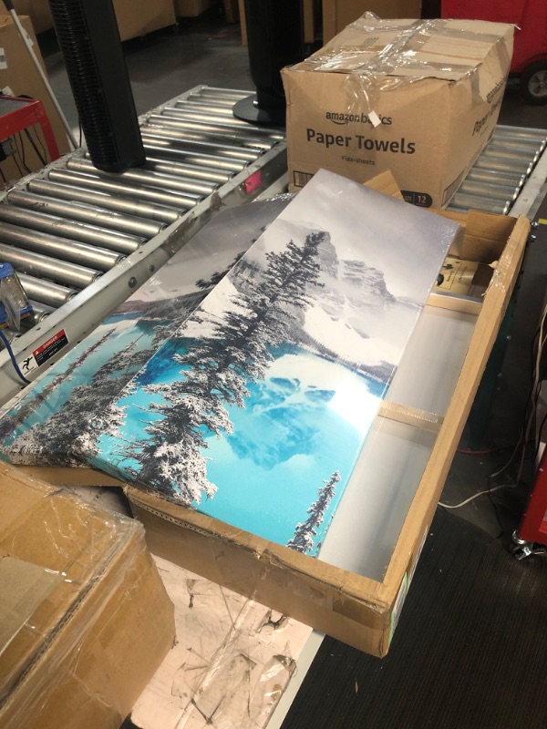 Photo 1 of *CANVAS CUT**(SEE NOTES) Derkymo 4 Pieces Teal Blue Moraine Lake Wall Art 12"x24"x2pcs+12"x32"x2pcs