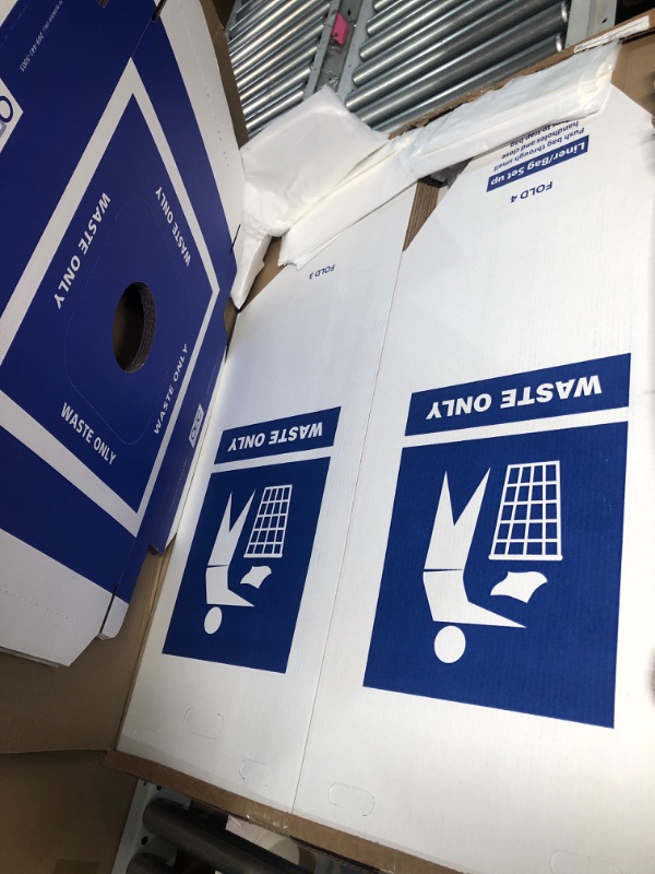 Photo 1 of One Earth Disposable And Reusable Corrugated Cardboard Trash and Recycling Bin + Lid + Trash Bag Set (10, White) Blue