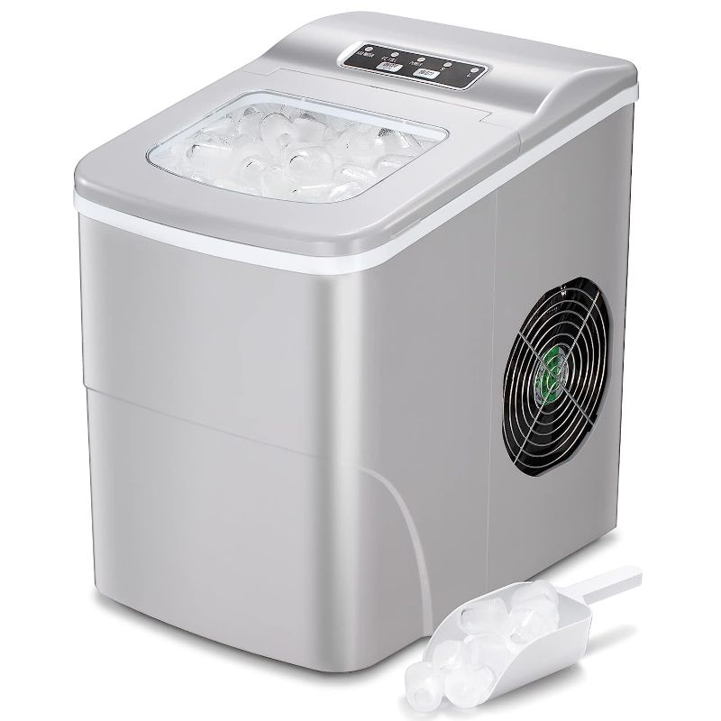 Photo 1 of  Countertop Ice Maker Machine, Portable Ice Makers Countertop, Make 26 lbs ice in 24 hrs,Ice Cube Ready in 6-8 Mins with Ice Scoop and Baske