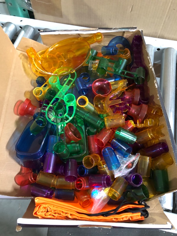 Photo 1 of Meland Marble Run Sets for Kids - 153Pcs Marble Race Track Marble Maze Madness Game STEM Building Tower Toy for 4 5 6 + Year Old Boys Girls(113 Pcs + 30 Glass + 10 Led Lighted Marbles) 142pcs with LED Marbles