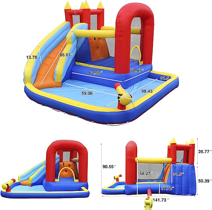 Photo 1 of BANZAI Sidewinder Falls Inflatable Kids Water Park Swim Splash Pool with Slide, Clubhouse, Climbing Wall, and Built-in Water Cannons Sidewinder Blast