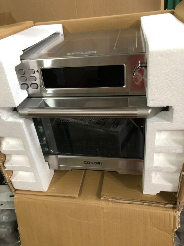 Photo 2 of *SEE NOTES* COSORI Air Fryer Toaster Oven Combo, 12-in-1 Convection Ovens Countertop, Stainless Steel, Smart, 6-Slice Toast, 12-inch Pizza, with Bake, Roast, Broil, 75 Recipes&Accessories Tray, Basket, 26.4QT 25L+Air fryer stainless steel