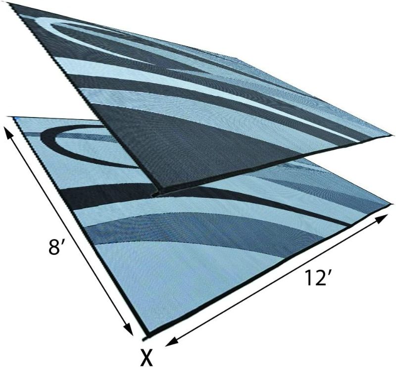 Photo 2 of 
Camping GA1 Reversible Graphic Patio Mat-8' x 12', Black/Silver