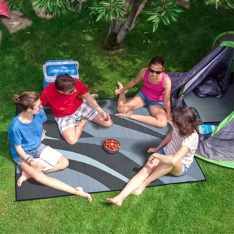 Photo 1 of 
Camping GA1 Reversible Graphic Patio Mat-8' x 12', Black/Silver