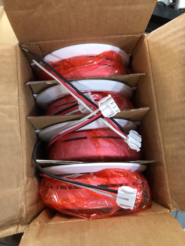 Photo 1 of Kidde Smoke Detector, Hardwired Smoke Alarm with Battery Backup, Front-Load Battery Door, Test-Silence Button, Pack of 4, White 4 packs