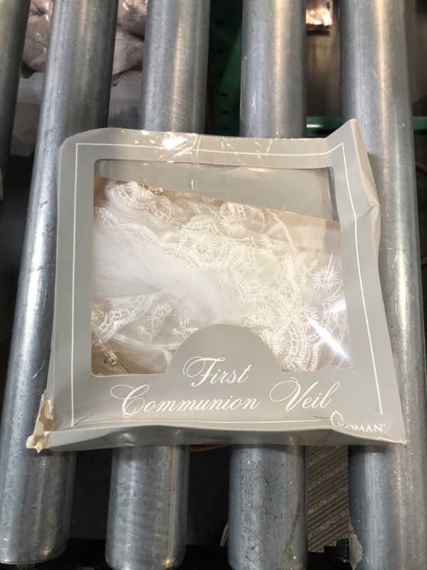 Photo 2 of *OUTER BOX DAMAGED* Giftware by Roman Inc., Sacraments, First Communion Veil, 27.2"L KATE PEARL TIARA W/TRIM ,Religious, Inspirational, Durable (27x5x2)