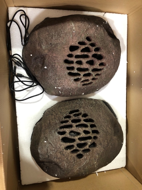 Photo 3 of Alpine Corporation Weather-Resistant Bluetooth Solar-Powered Rock Speakers – Set of 2