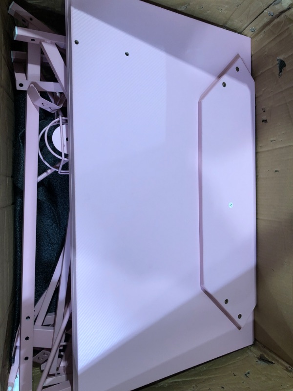 Photo 3 of *PARTS ONLY* Pink Gaming Desk Z-Shaped Sturdy Gaming Table with Monitor Stand, Cup Holder 