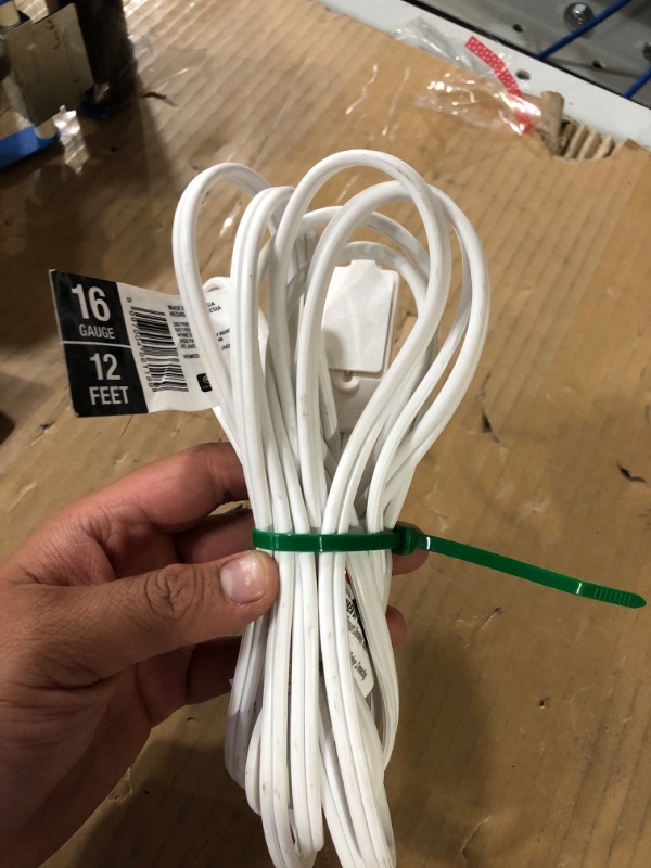 Photo 2 of Maximm Extension Cord 12 ft White 3-Outlet 16 Gauge Wire Power Cord White with Removable-Hook System - UL Certified (12Ft White) Regular Plug 12 Feet