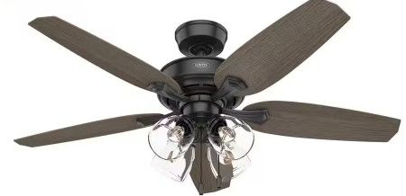 Photo 1 of **MISSING MOUNTING BRACKET** Hunter Channing 52 in. Indoor Matte Black Ceiling Fan with Light Kit Included
