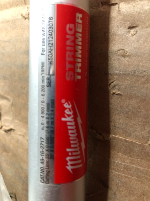 Photo 5 of ***item not functional**sold for parts***
Milwaukee 2825-20ST M18 Fuel String Trimmer
