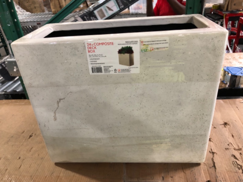 Photo 1 of 20 in. H x 24 in. x 11 in. Composite White Wash Deck Box ***SIDE/CORNER CHIPPED***