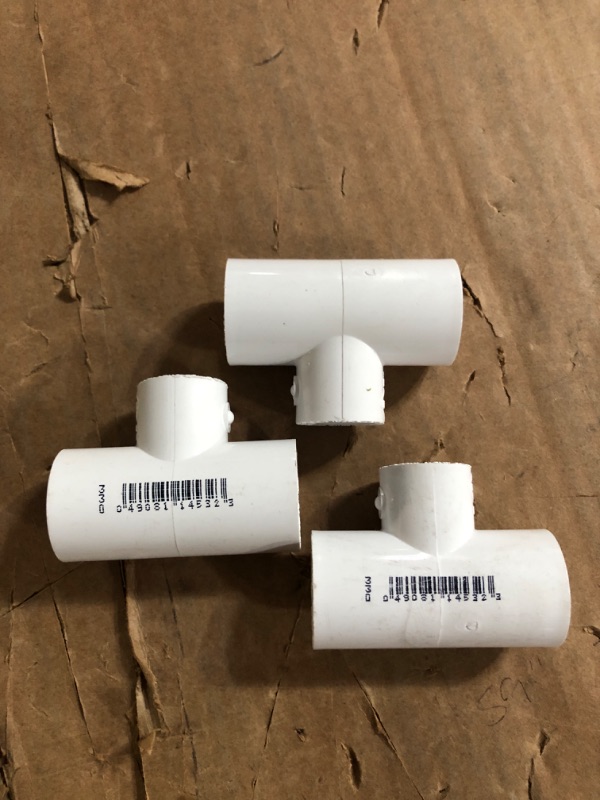 Photo 2 of  PVC Pipe Fitting, Tee, Schedule 40, White, 3/4" x 1/2" Socket (3 pack)