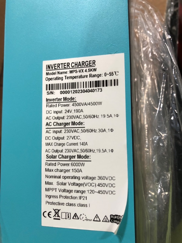 Photo 3 of Y&H 4500W Solar Hybrid Inverter DC24V 230VAC ***NOT TESTED*** **LOOKS BRAND NEW**