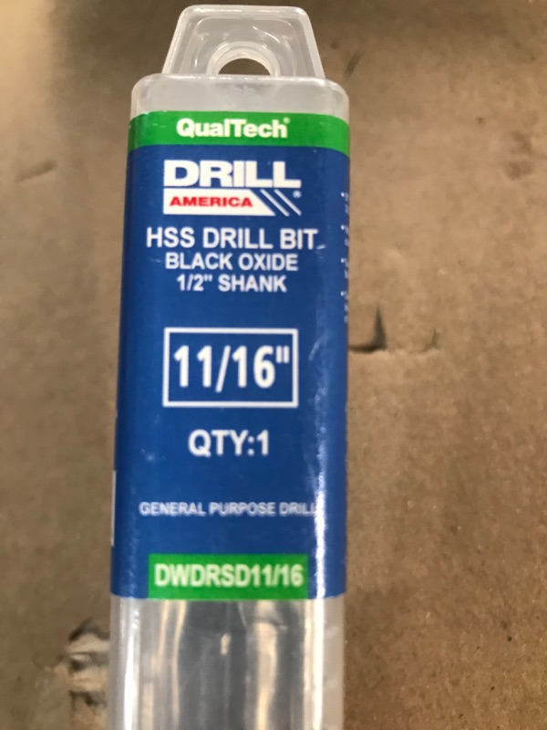 Photo 3 of Drill America DWDRSD11-16 .69 in. .5 in. Reduced Shank HSS Silver and Deming Drill Bit, Qualtech