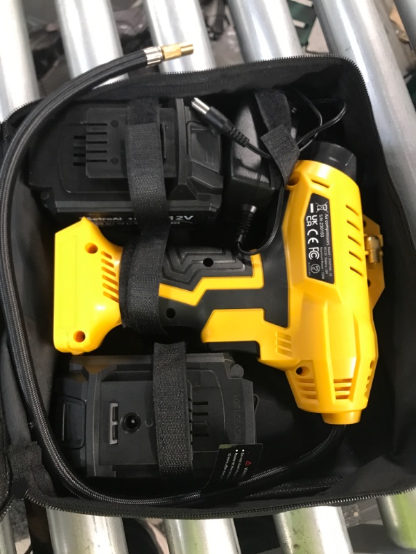 Photo 2 of AstroAI Cordless Tire Inflator Air Compressor 20V Rechargeable Battery Powered 160PSI Portable  - Yellow