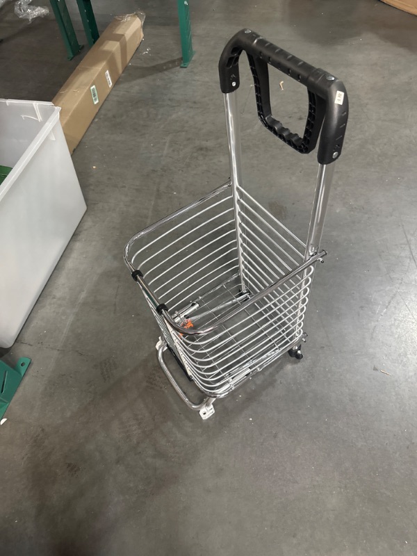 Photo 1 of Foldable Jumbo Shopping Cart for Groceries Portable With Blue Basic Bag