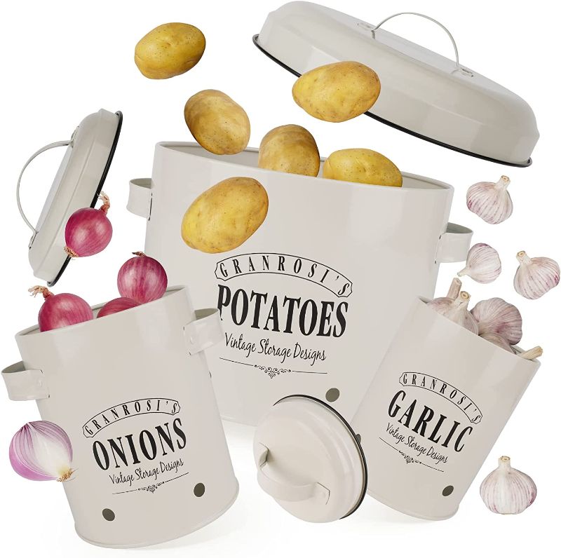 Photo 1 of *SEE NOTES* Food Storage Container Set - Potato, Onion and Garlic