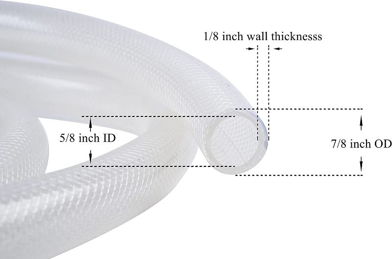 Photo 1 of *SEE NOTES* 5/8" ID x 7/8" OD - High Pressure Braided Clear PVC Flexible Vinyl Tubing