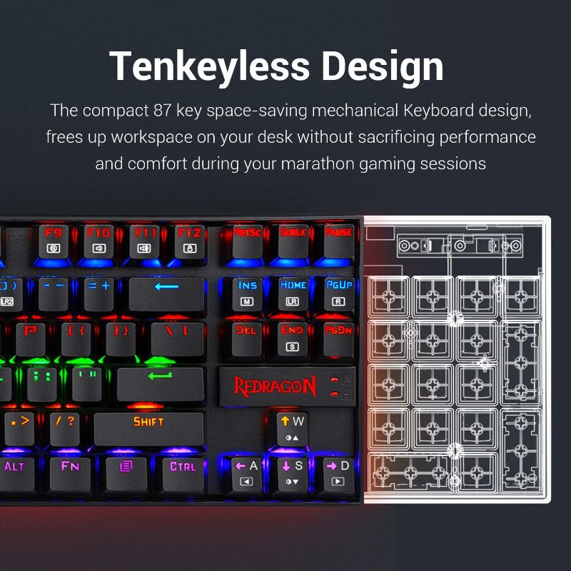 Photo 5 of Redragon K552 Mechanical Gaming Keyboard 87 Key Rainbow LED Backlit Wired with Anti-Dust