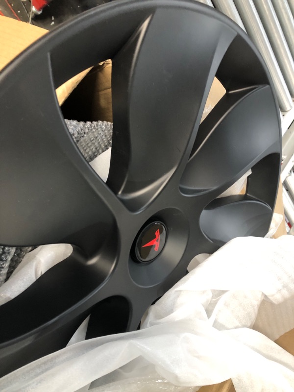 Photo 1 of XINFOOB Tesla Model Y Wheel 19-Inch Hub Cap Replacement ABS Cover Set of 4 Matte Black 2020-2023 Model Y Accessories 