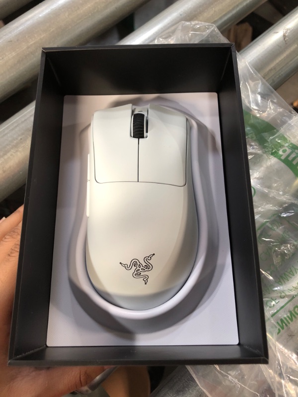 Photo 2 of Razer DeathAdder V3 Pro Wireless Gaming Mouse: 64g Ultra Lightweight - Focus Pro 30K Optical Sensor - Fast Optical Switches Gen-3 - HyperSpeed Wireless - 5 Programmable Buttons - 90 Hr Battery - White Wireless White