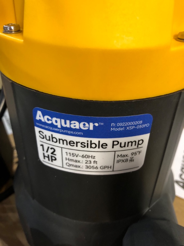 Photo 2 of *FOR PARTS* Acquaer 1HP Submersible Sump Pump 4948GPH Drain Pump with Automatic Float Switch, Remove Clean/Dirty Water for Basement, Hot Tub, Pool, Garden Pond 1 Hp