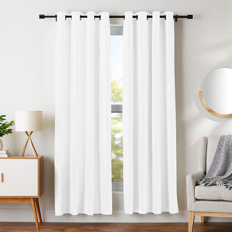 Photo 1 of *SEE NOTES* Amazon Basics Room Darkening Blackout Window Curtain, White - Set of 2