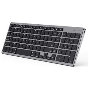 Photo 1 of PryRose Bluetooth Keyboard for Mac OS, Ultra Slim Wireless Keyboard, Rechargeable Bluetooth Keyboard for Mac OS/iOS MacBook, MacBook Air/iMac, iPhone, iPad -Black Gray
