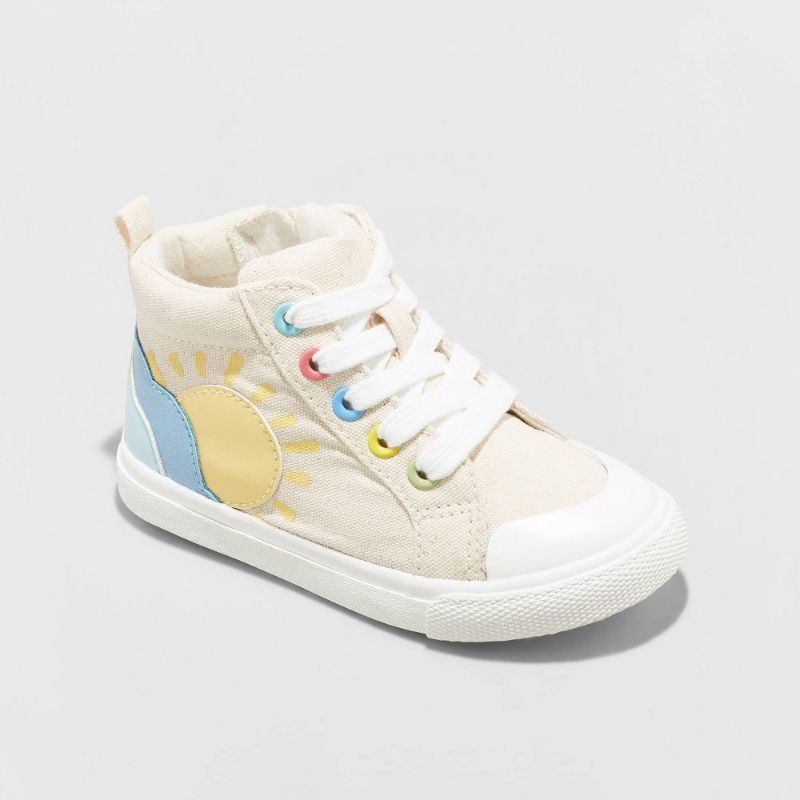 Photo 1 of *NEW WITH TAGS* Toddler Girls' Penny Rainbow Print Lace-up Zipper Sneakers - Cat & Jack Tan 7