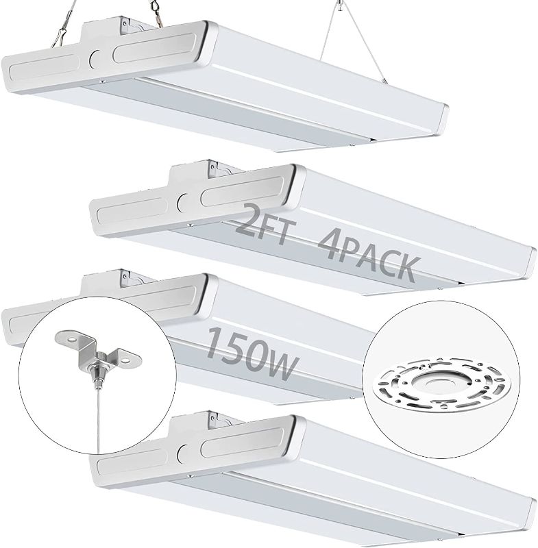 Photo 1 of (STOCK PHOTO REFERENCE ONLY) 4 Pack LED High Bay Shop Light, 2FT 150W 21500LM 140LM/W [600W HPS Eqv.] 5000K Daylight 