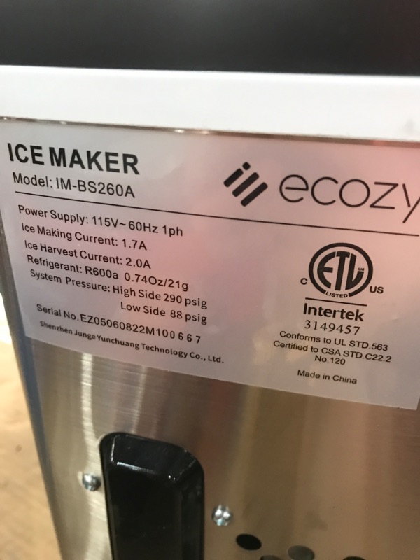 Photo 4 of ***ITEM NOT WORKING****SOLD FOR PARTS****
ecozy Portable Ice Maker Countertop Silver