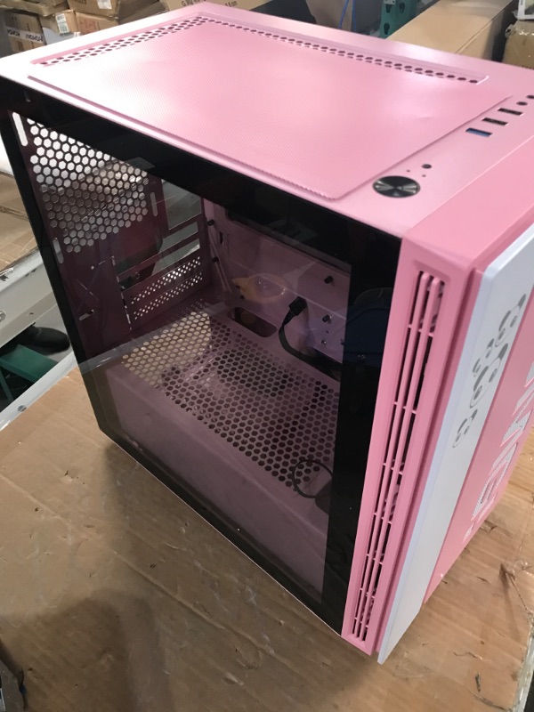 Photo 2 of SZD OMG Mini Tower PC Gaming Case (Pink)