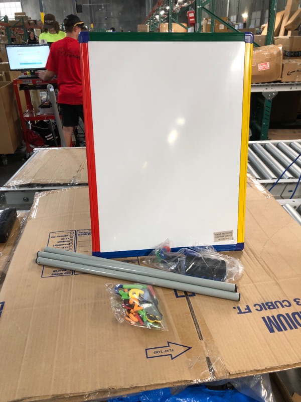 Photo 2 of MAKELLO Magnetic Whiteboard Kid Easel Dry Erase Board Magnetic Letters and Numbers, 6 Magnets, 3 Pens, Dry Eraser, 24X18 inches 60X45cm