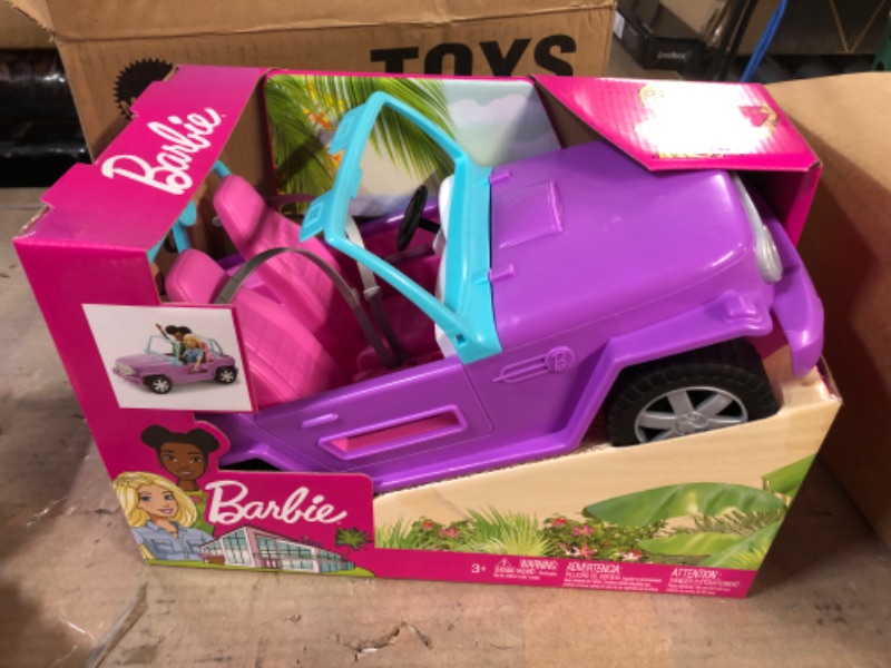 Photo 2 of Barbie Off-Road Vehicle, Purple with Pink Seats and Rolling Wheels