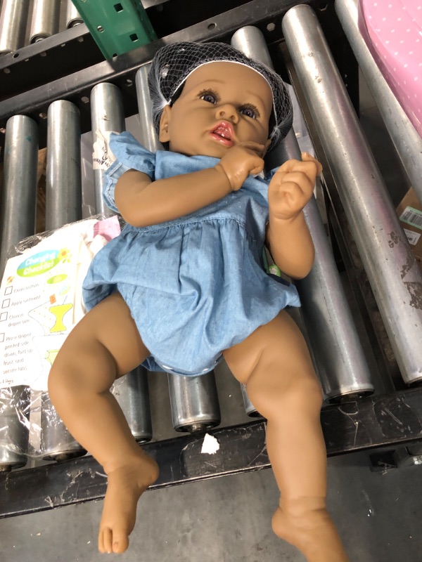 Photo 2 of HOOMAI Lifelike Reborn Baby Dolls with Soft Body African American 22.8 Inch Best Birthday 